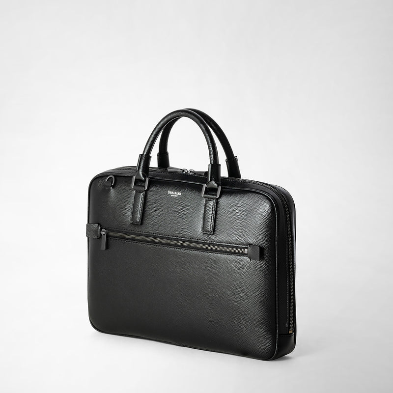 Serapian Borsa business extra slim in pelle evoluzione nero Sottocosto
