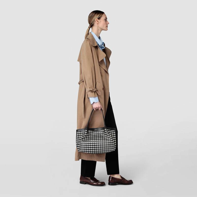 Serapian Tote bag secret piccola in mosaico nero-panna Sconto
