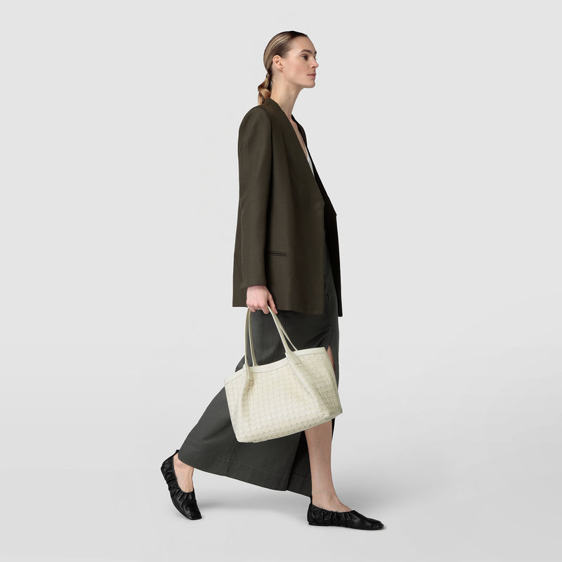 Serapian Tote bag secret piccola in mosaico panna Offerta