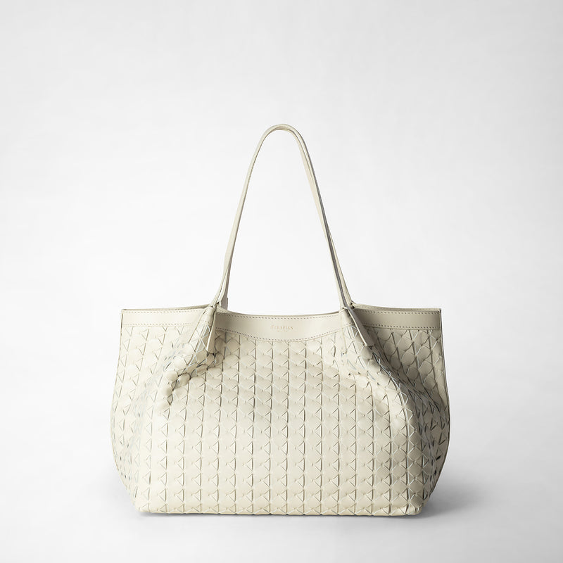 Serapian Tote bag secret piccola in mosaico panna Offerta