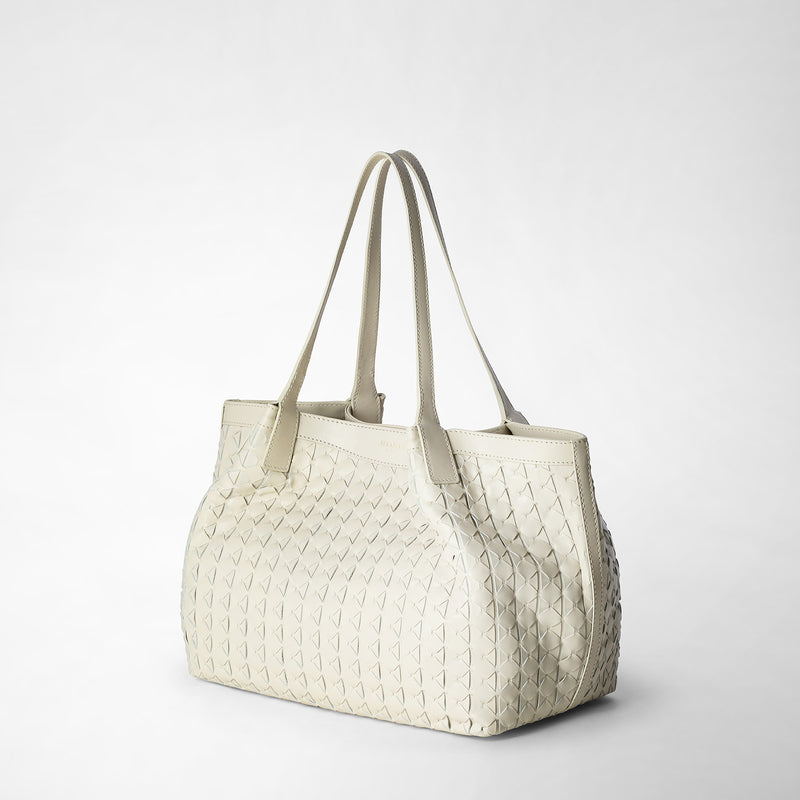 Serapian Tote bag secret piccola in mosaico panna Offerta