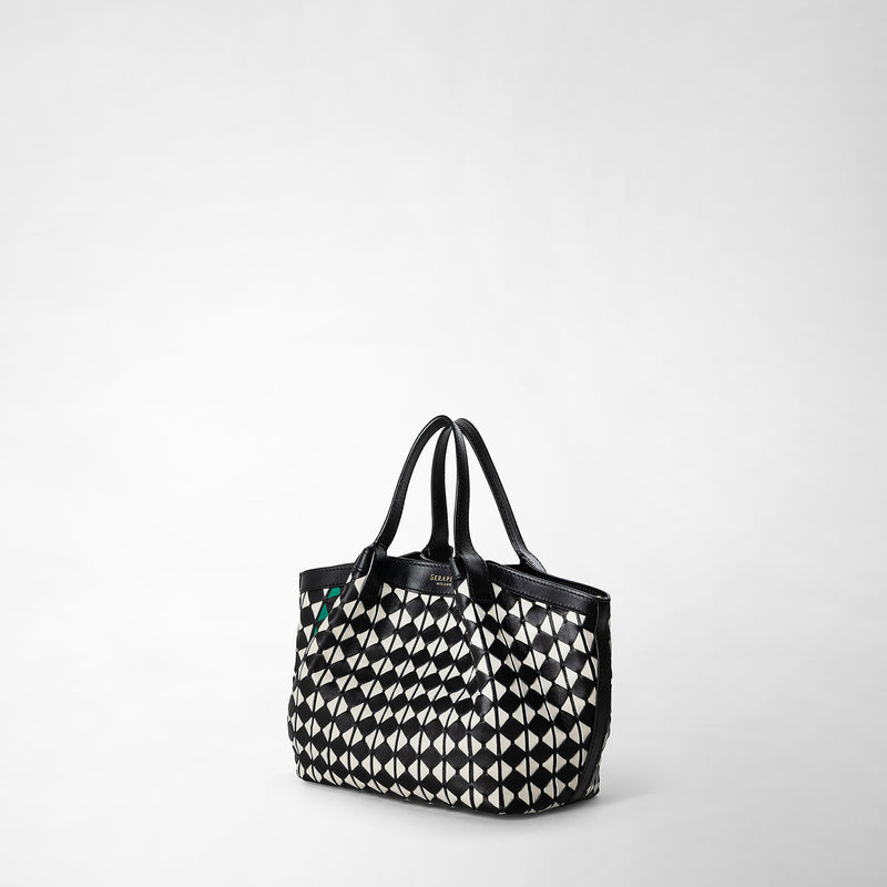 Serapian Borsa secret mini in mosaico nero-panna Vendite Flash