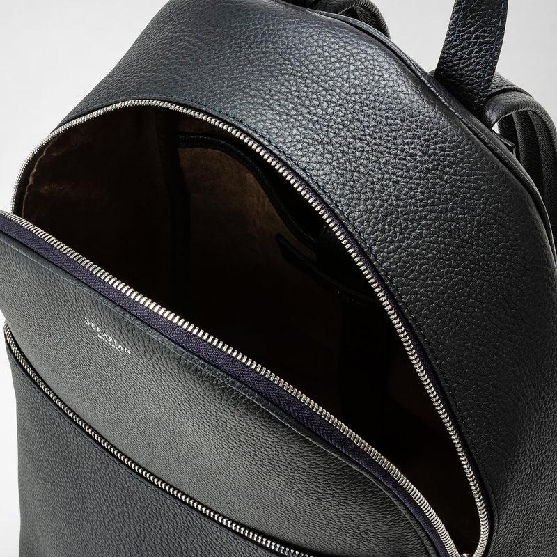 Serapian Zaino in pelle cachemire blu navy Italy