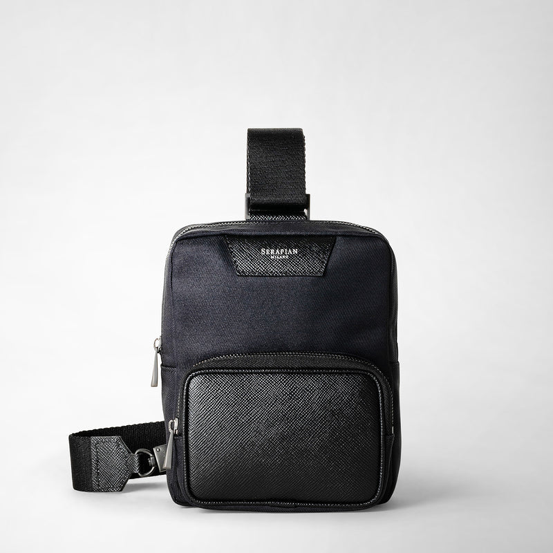 Serapian Sling bag recycled twill evoluzione eclipse black Negozi Online