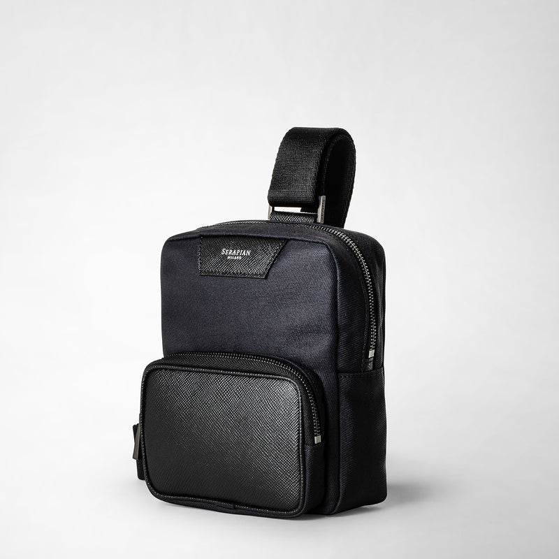 Serapian Sling bag recycled twill evoluzione eclipse black Negozi Online