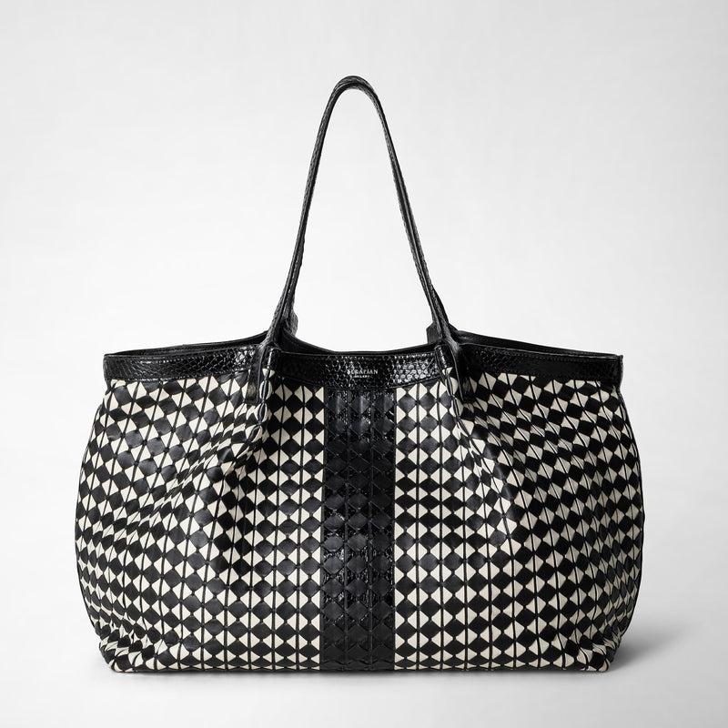 Serapian Secret tote bag in mosaico and elaphe black off-white Affare Del Giorno