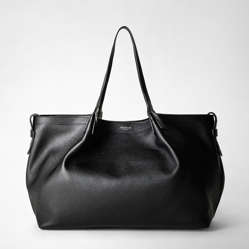 Serapian Tote bag secret in pelle rugiada nero Sottocosto