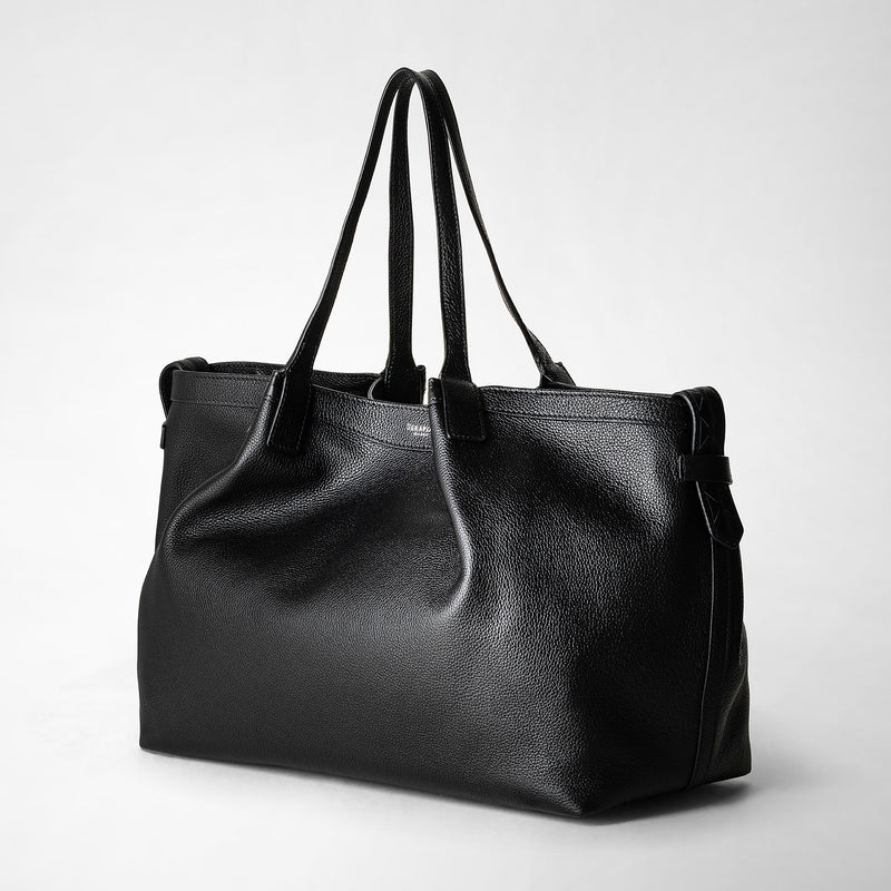 Serapian Tote bag secret in pelle rugiada nero Sottocosto