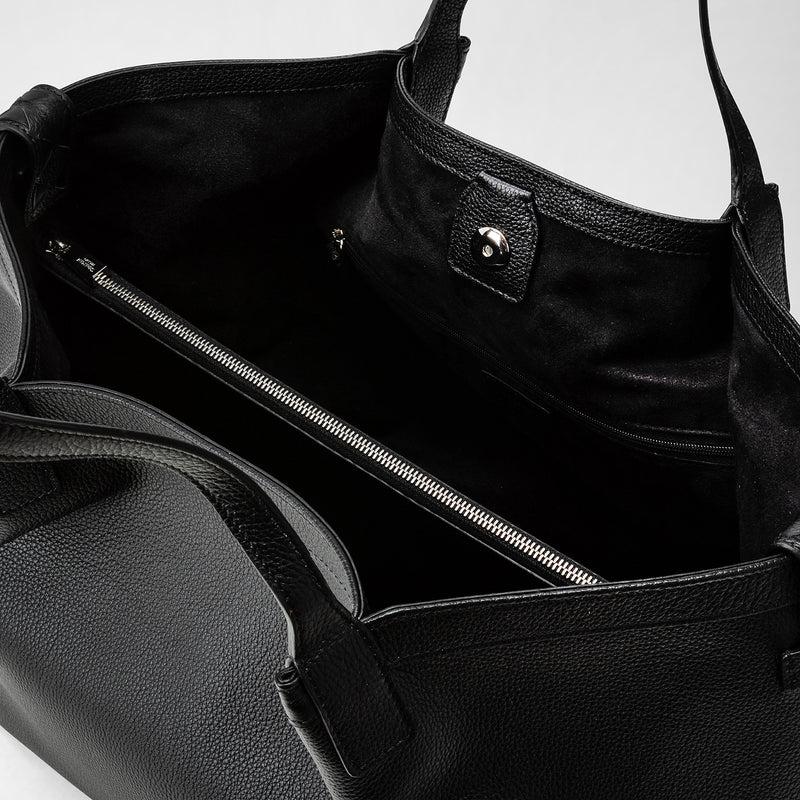 Serapian Tote bag secret in pelle rugiada nero Sottocosto
