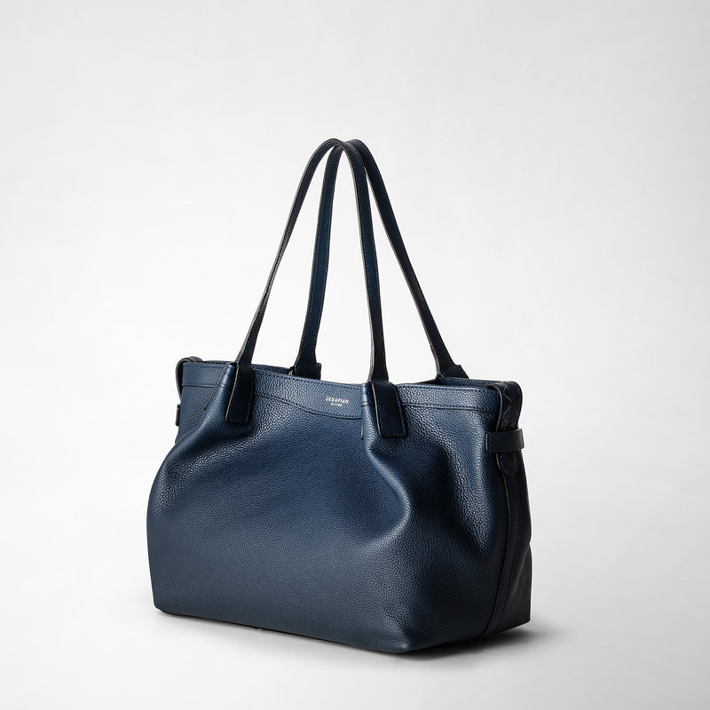Serapian Tote bag secret piccola in pelle rugiada blu navy Offerta