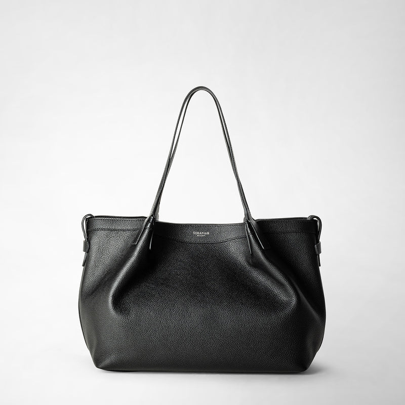 Serapian Tote bag secret piccola in pelle rugiada nero Online