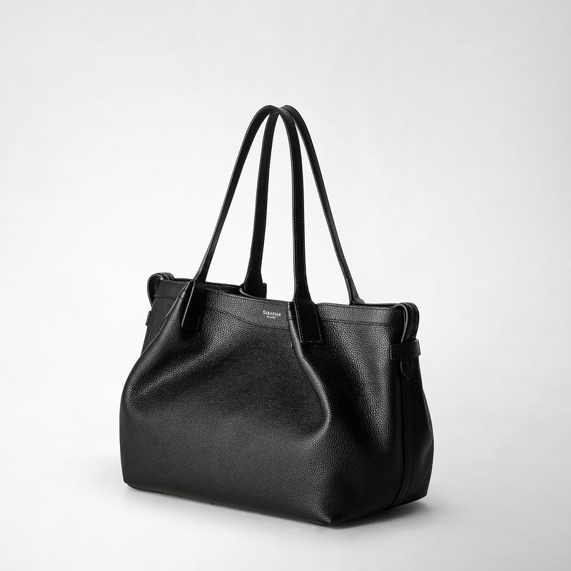 Serapian Tote bag secret piccola in pelle rugiada nero Online