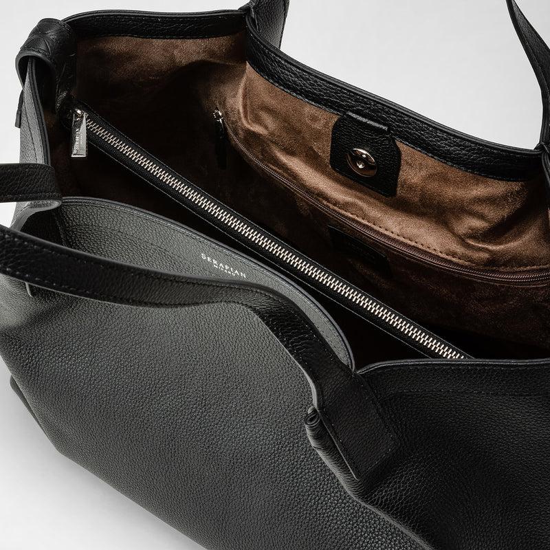 Serapian Tote bag secret piccola in pelle rugiada nero Online
