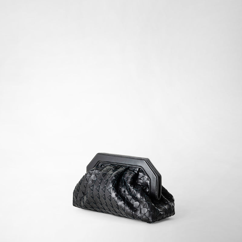 Serapian Clutch secret in mosaico nero Saldi Di Fabbrica