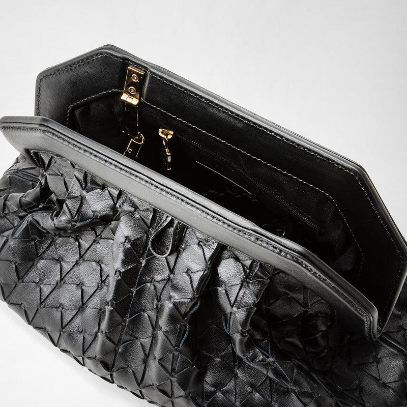 Serapian Clutch secret in mosaico nero Saldi Di Fabbrica