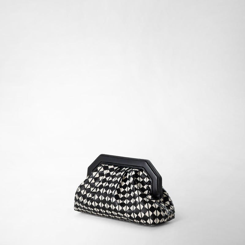 Serapian Clutch secret in mosaico nero-panna Vendite Flash