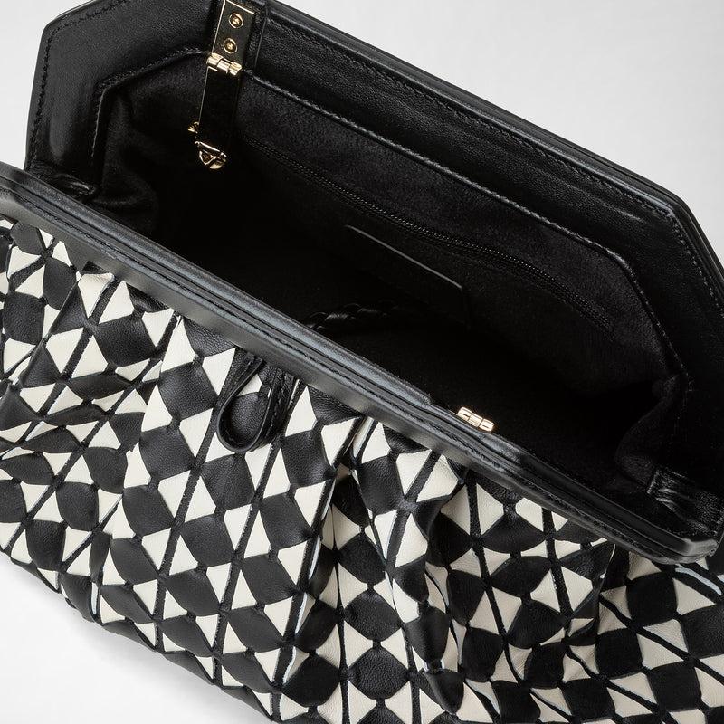Serapian Clutch secret in mosaico nero-panna Vendite Flash