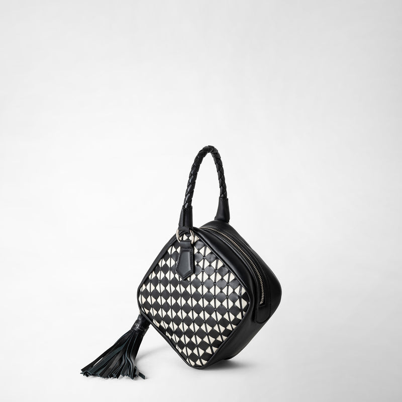 Serapian Borsa a mano petra in mosaico nero-panna In Saldo