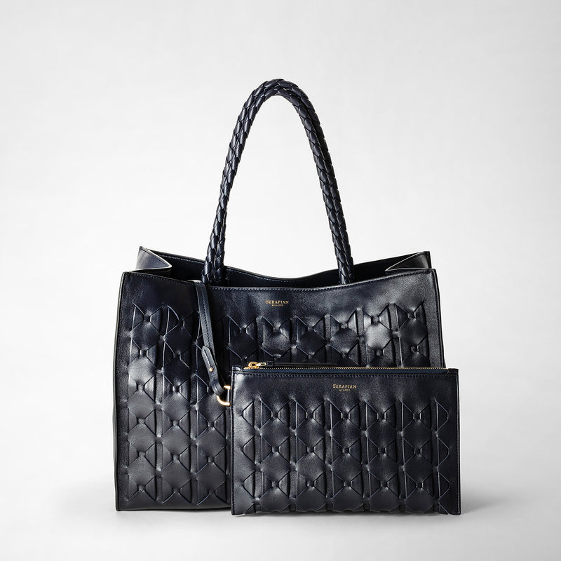 Serapian 1928 tote bag in mosaico midnight blue Italy