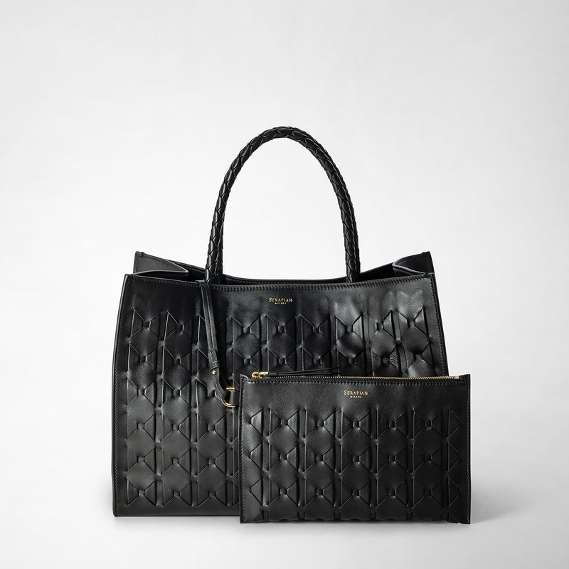 Serapian 1928 tote bag in mosaico black Italia
