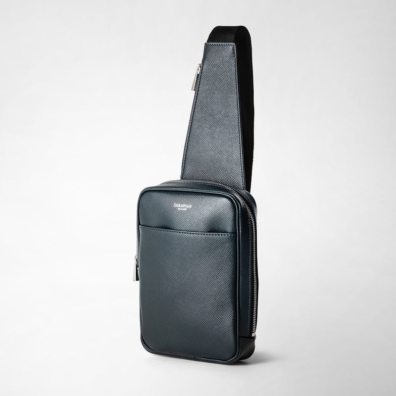 Serapian Zaino monospalla in pelle evoluzione blu navy Nuovo