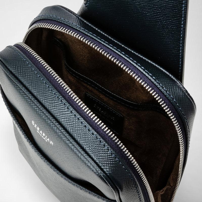 Serapian Zaino monospalla in pelle evoluzione blu navy Nuovo