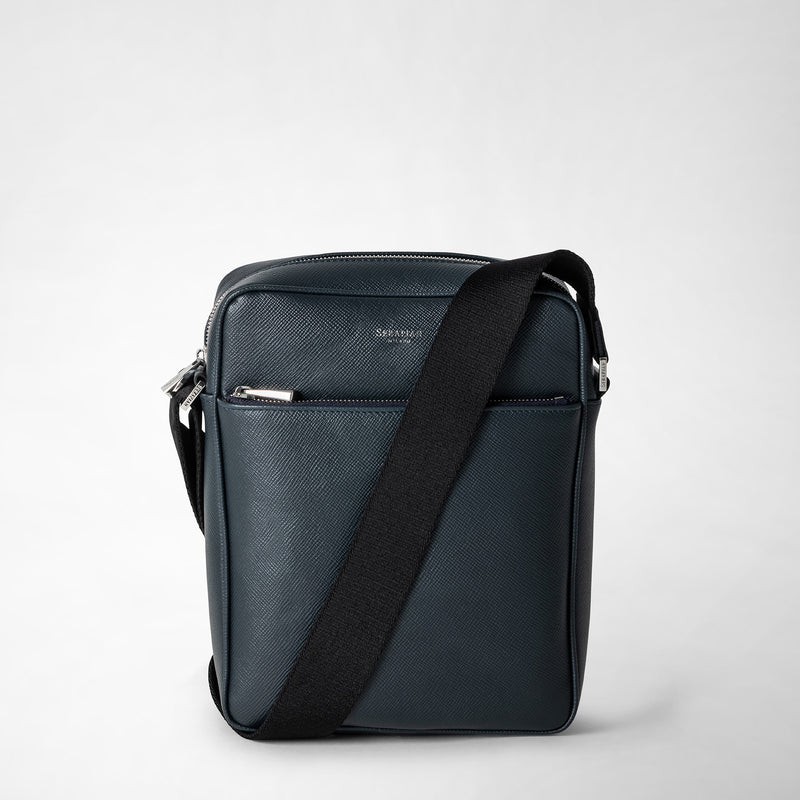 Serapian Tracolla north south in pelle evoluzione blu navy Pezzi Unici