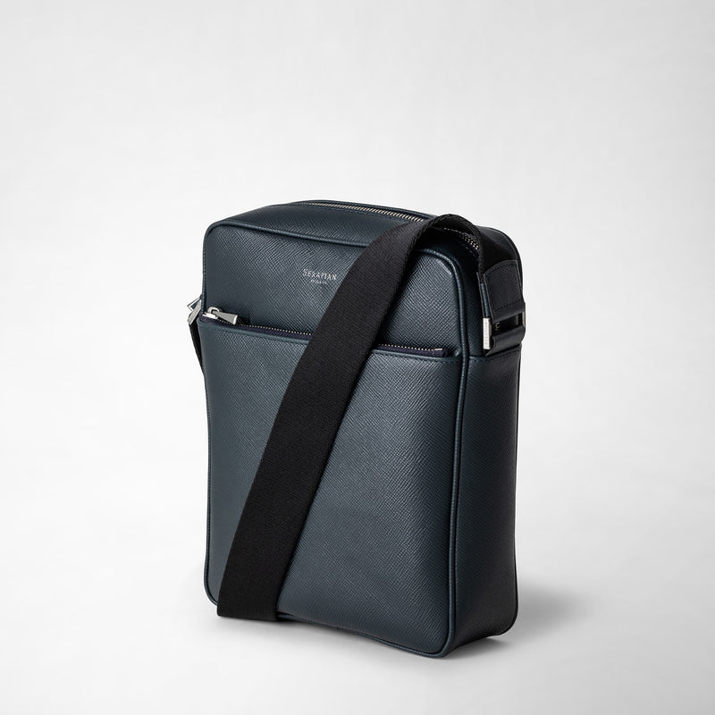 Serapian Tracolla north south in pelle evoluzione blu navy Pezzi Unici