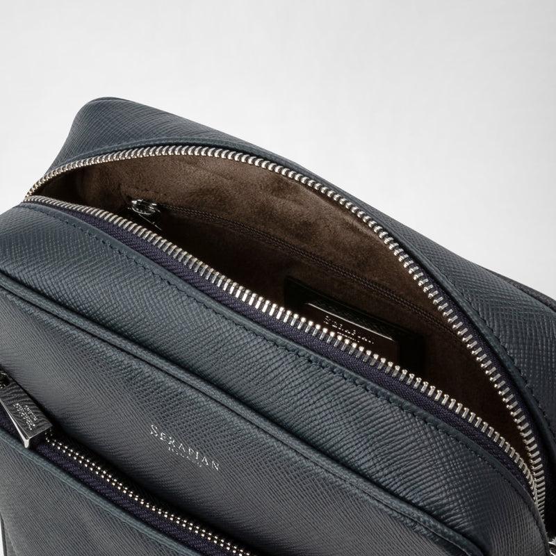 Serapian Tracolla north south in pelle evoluzione blu navy Pezzi Unici