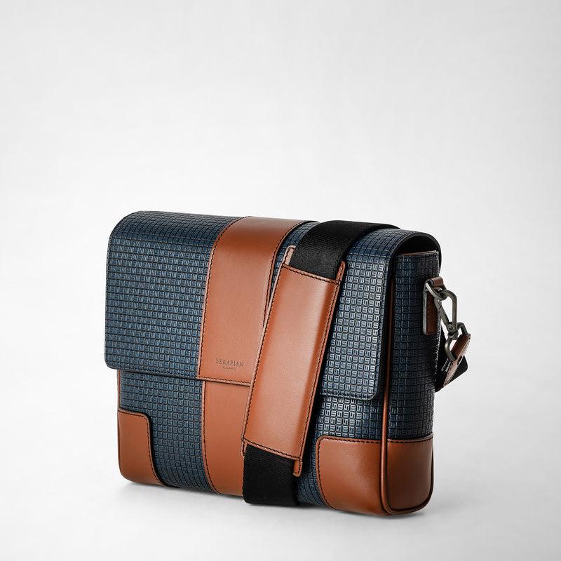Serapian Borsa messenger con pattina in stepan 72 blu Acquista Ora