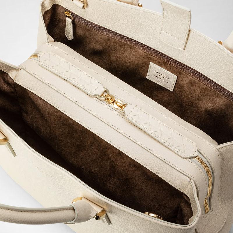 Serapian Borsa a mano luna in pelle rugiada crema Shopping Online