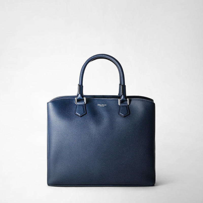 Serapian Borsa a mano luna in pelle rugiada blu navy Convenienza