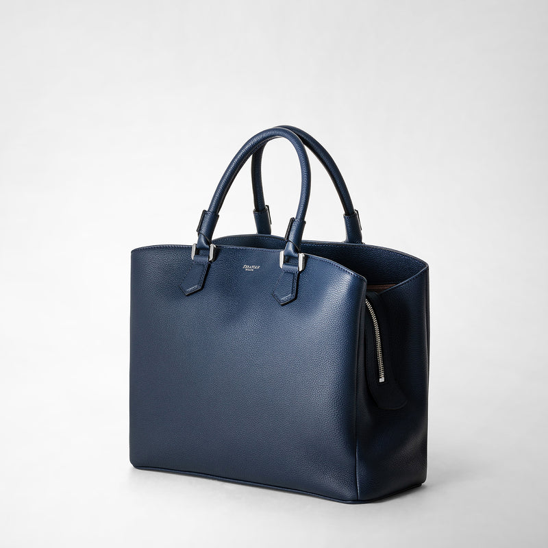 Serapian Borsa a mano luna in pelle rugiada blu navy Convenienza