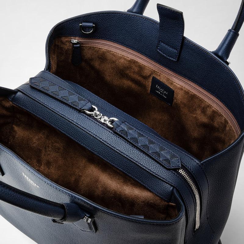 Serapian Borsa a mano luna in pelle rugiada blu navy Convenienza