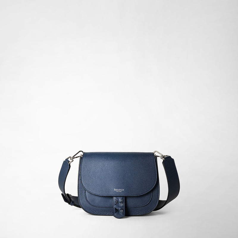 Serapian Borsa luna crossbody in pelle rugiada blue navy Economico