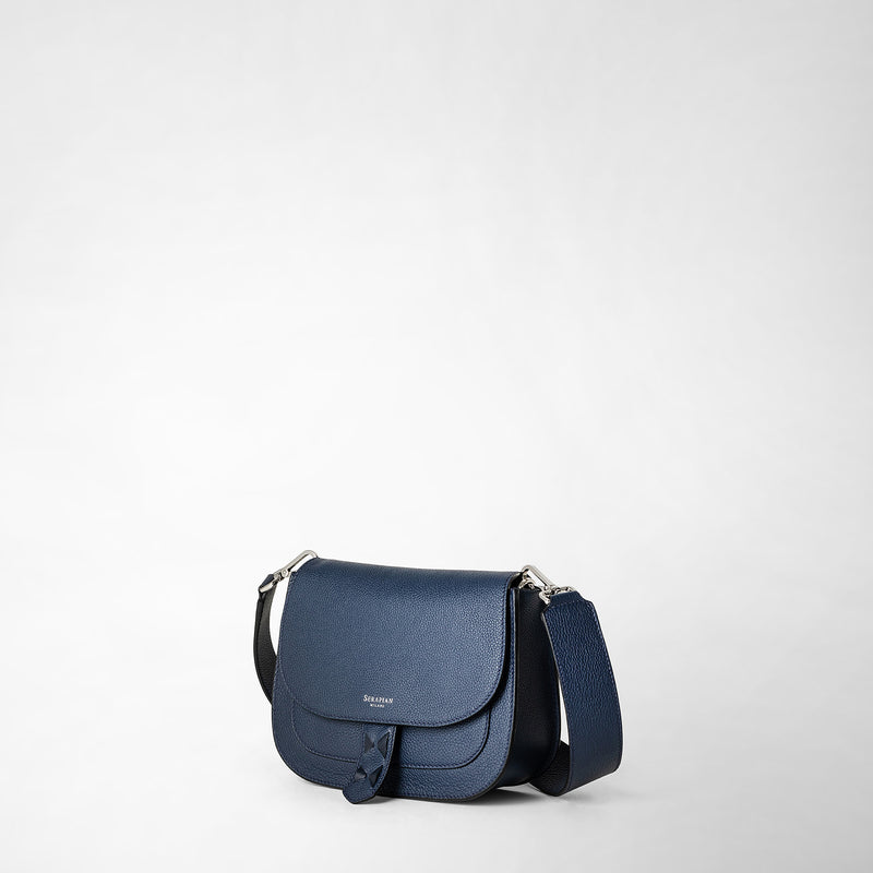 Serapian Borsa luna crossbody in pelle rugiada blue navy Economico