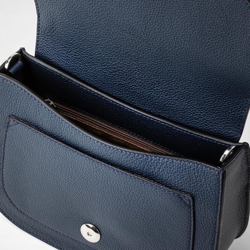 Serapian Borsa luna crossbody in pelle rugiada blue navy Economico