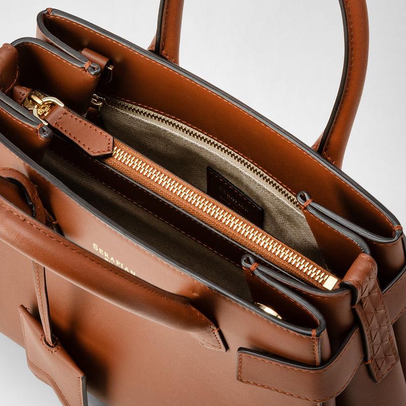 Serapian Meline' handbag in seta leather cuoio Outlet