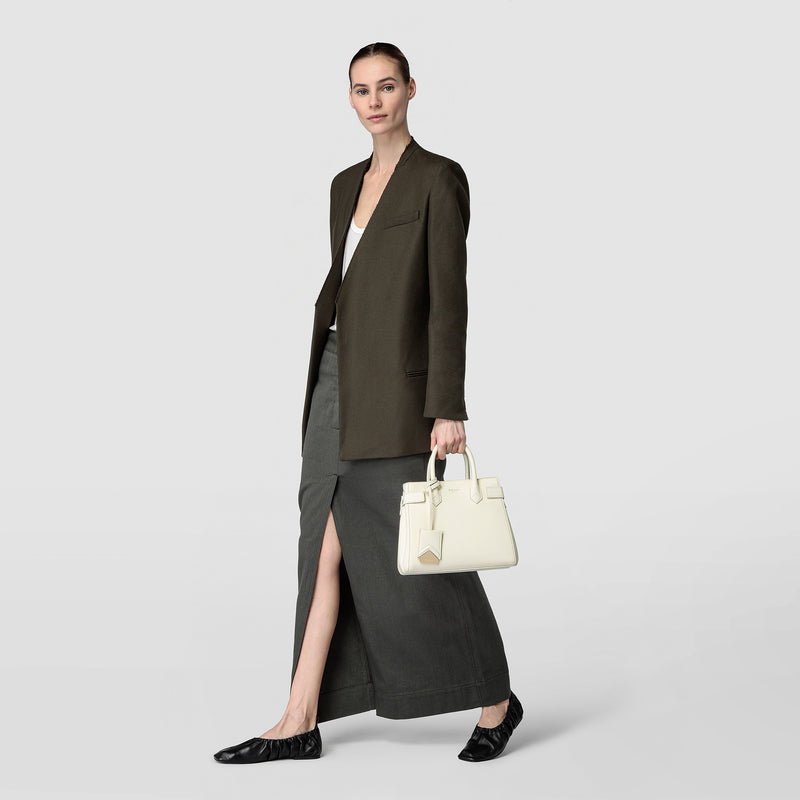 Serapian Meline' handbag in seta leather cream Saldi