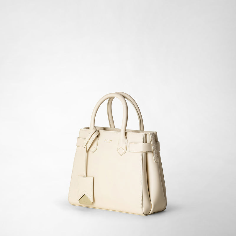 Serapian Meline' handbag in seta leather cream Saldi