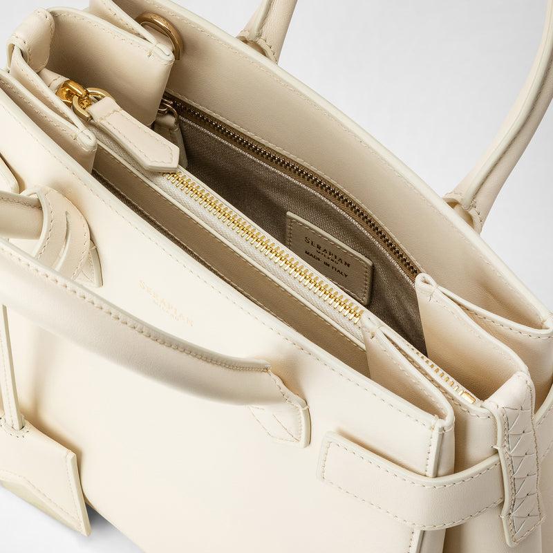 Serapian Meline' handbag in seta leather cream Saldi
