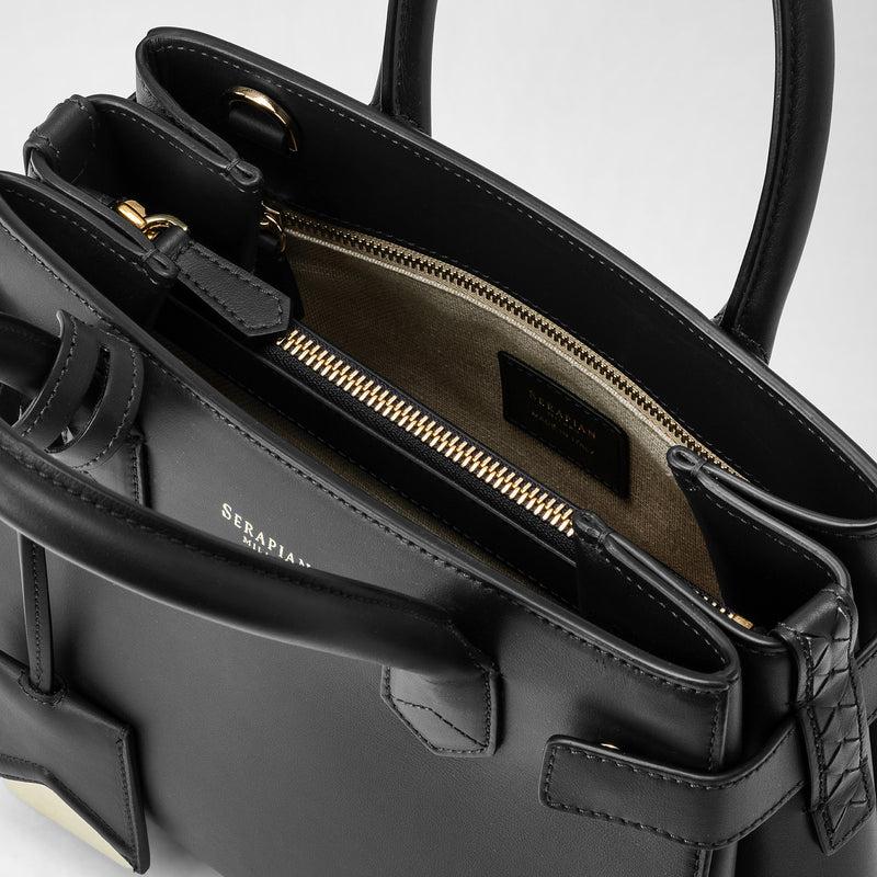 Serapian Meline' handbag in seta leather black Offerte