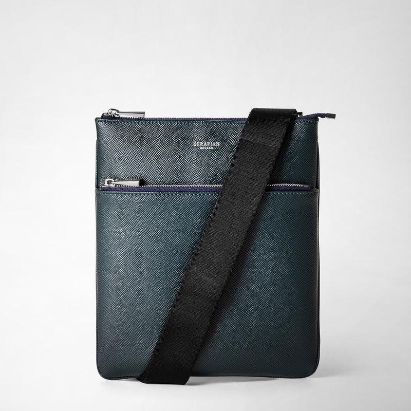 Serapian Tracolla piatta in pelle evoluzione blu navy Vendita Economica