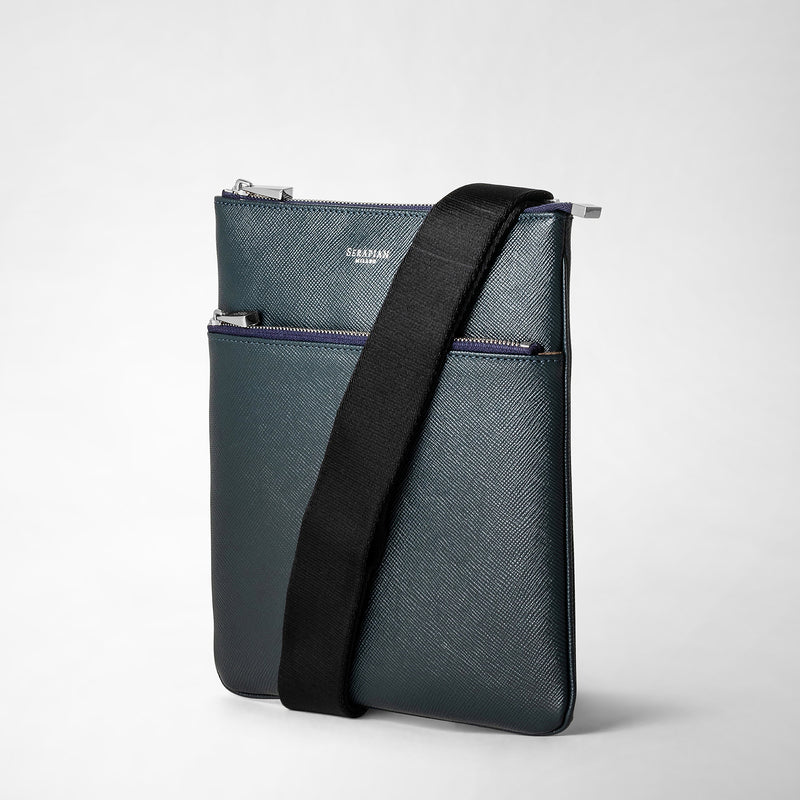 Serapian Tracolla piatta in pelle evoluzione blu navy Vendita Economica