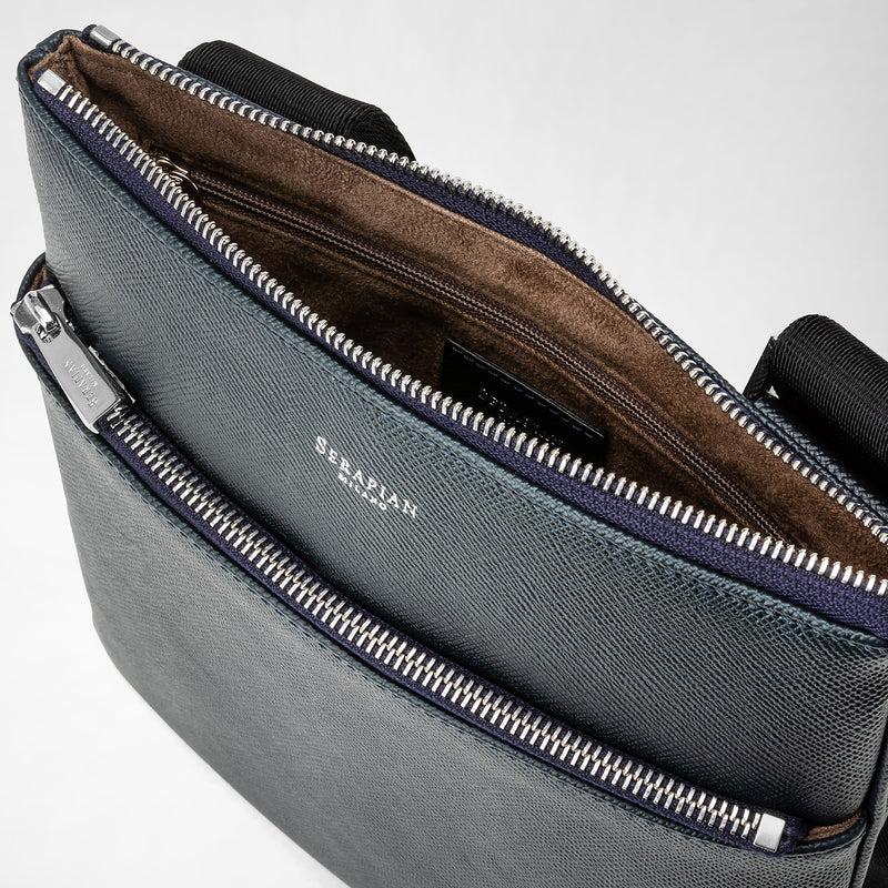 Serapian Tracolla piatta in pelle evoluzione blu navy Vendita Economica