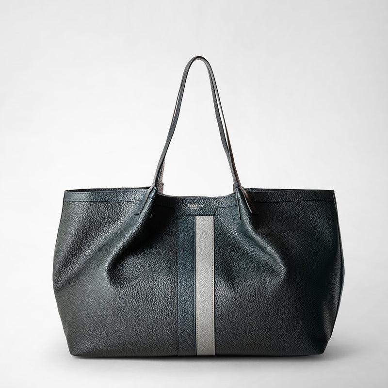 Serapian Borsa secret tote in pelle cachemire blu navy-asfalto Vendite Flash