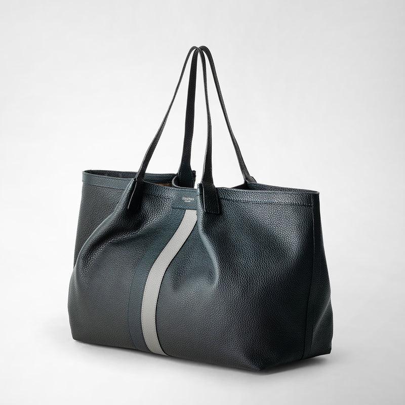 Serapian Borsa secret tote in pelle cachemire blu navy-asfalto Vendite Flash