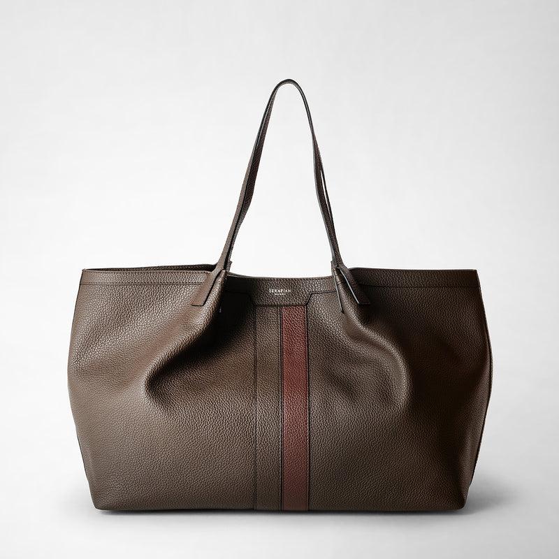 Serapian Borsa secret tote pelle cachemire espresso-rosso Negozio