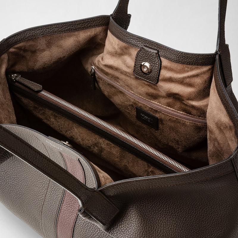Serapian Borsa secret tote pelle cachemire espresso-rosso Negozio