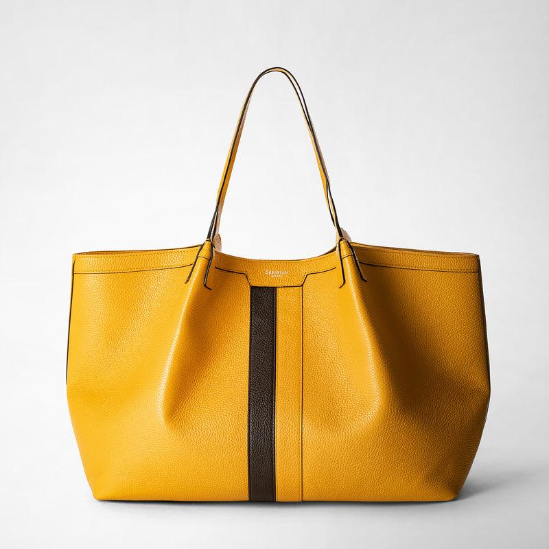 Serapian Secret tote bag in cachemire leather ochre espresso In Saldo